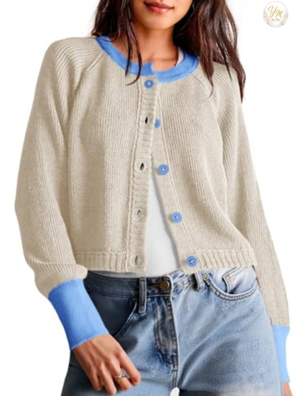 Women's Cropped Cardigan Button Down Open Front Long Sleeve Knit Sweater